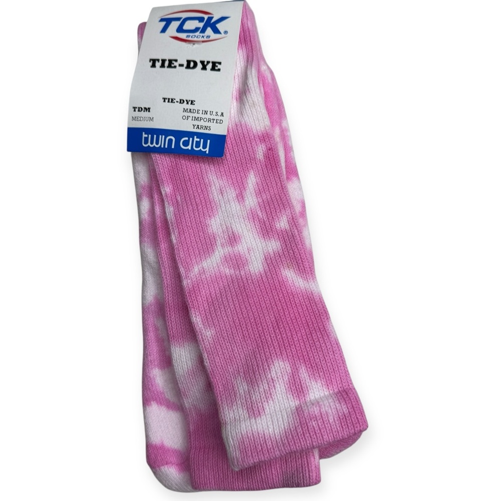 Tck Tie Dye White Pink Tube Socks Soccer‎ Size Medium M 1 Pair